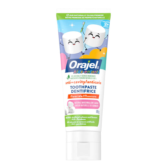 Orajel Kids Anticavity Fluoride Toothpaste, Great Tasting Natural Marshmallow Kids & Toddler - No Artifical Colours & Flavours, 119g