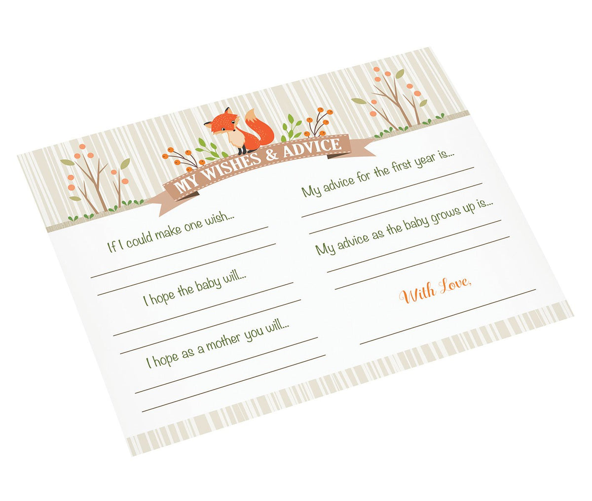 Lillian Rose 24BS230 WC Woodland Baby Shower Wishes Cards, Neutral, 5.5"x 4.25"