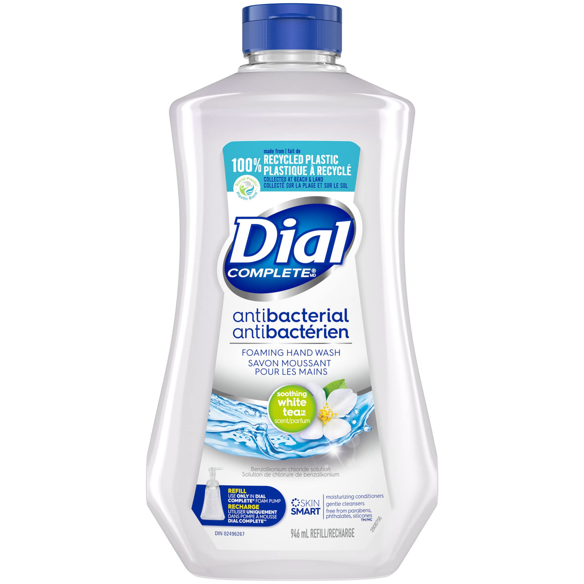 Dial Complete Antibacterial Foaming Hand Wash Refill Soothing White Tea 946 ml Plastic Bank