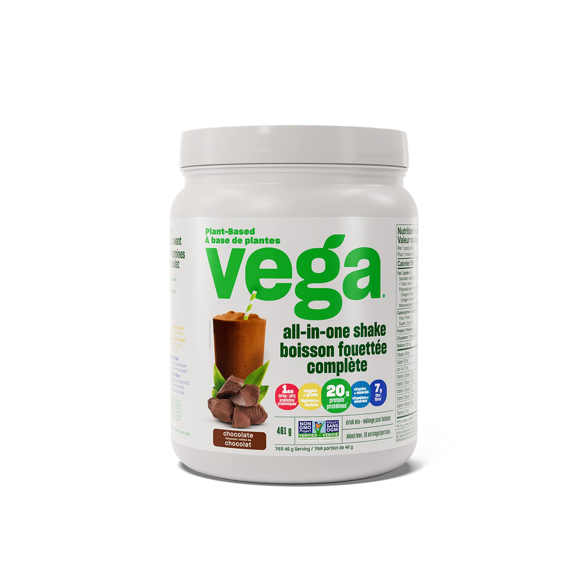 Vega All-in-One Vegan Protein Powder Chocolate (10 Servings) Superfood Ingredients, Vitamins For Immunity Support, Keto Friendly, Pea Protein For Women & Men, 460g (Packaging May Vary)