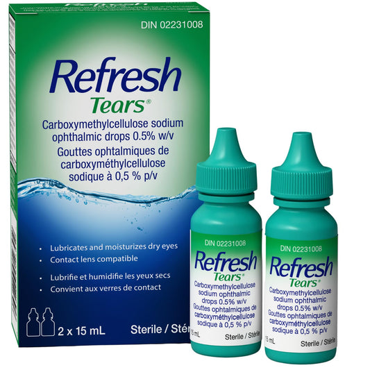 REFRESH TEARS Ophthalmic Solution, Lubricant Eye Drops For Dry Eye Relief, Compatible With Lenses 2 X 15ml