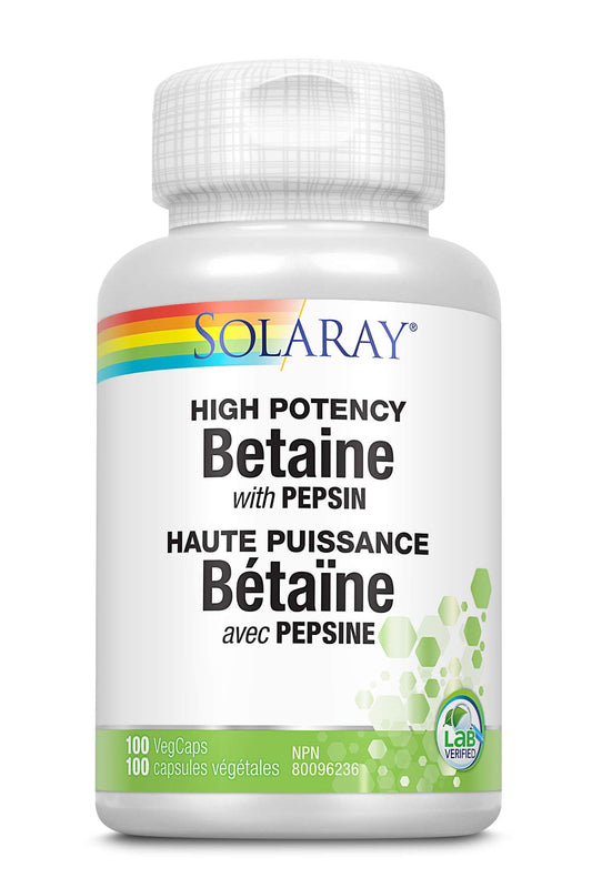 SOLARAY Betaine with Pepsin Digestion, 100 CT