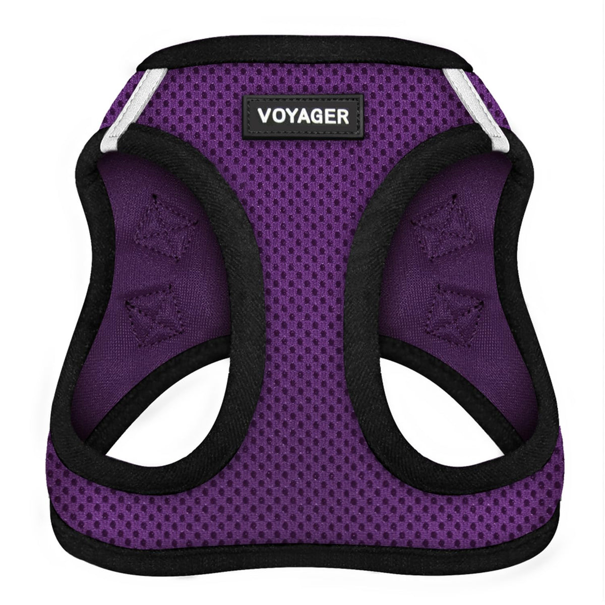 Best Pet Supplies - All Weather Mesh, Reflective, No Pull Harness for Small, Medium Dogs, Cats - Secure with Hook & Loop Fastener, Buckle, Double D-Rings - Purple/Black Trim, XXS