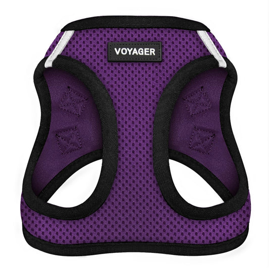 Best Pet Supplies - All Weather Mesh, Reflective, No Pull Harness for Small, Medium Dogs, Cats - Secure with Hook & Loop Fastener, Buckle, Double D-Rings - Purple/Black Trim, XXS