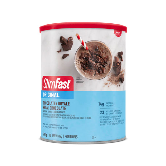 SlimFast Original Protein Powder, Meal Replacement Shake Mix Shake Mix - 14g of Protein + 23 essential Vitamins/Minerals - Chocolate Royale, 16 servings [530g]