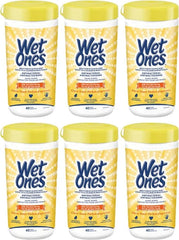 Wet Ones Antibacterial CitrusScent Hand Wipes| Travel | Hand Sanitizer Wipes, Travel Essentials, 40‑Count Canisters, Pack of 6
