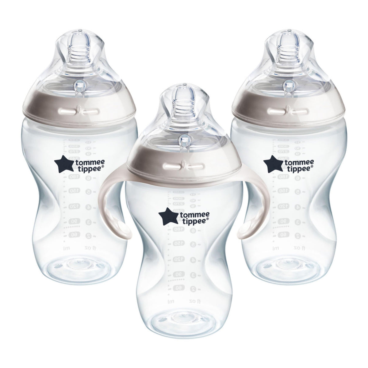 Tommee Tippee Natural Start Baby Bottle, 11oz, Thicker Feed, Breast-Like Nipple For Babies 6 Months+, Clear, 3 Count