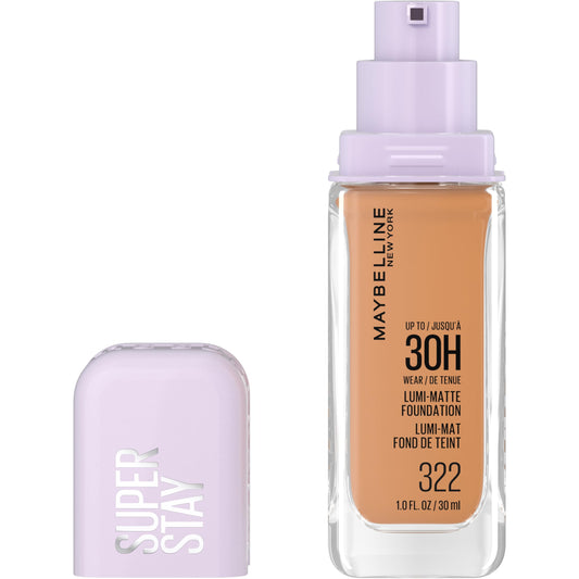 Maybelline New York Super Stay Lumi Matte Foundation, Up to 30H Wear, Luminous Matte, Buildable Coverage, Amino Acids, 322, 35 ml