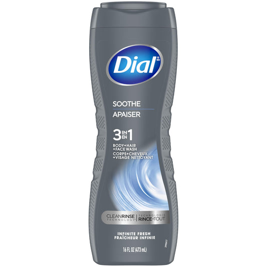 Dial Men 3in1 Body Wash, Hair Wash, and Face Wash, Soothe, Infinite Fresh, 473ml