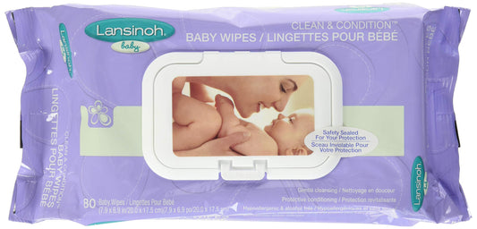 Lansinoh Clean & Condition Baby Wipes – Pack of 80, 1 pack