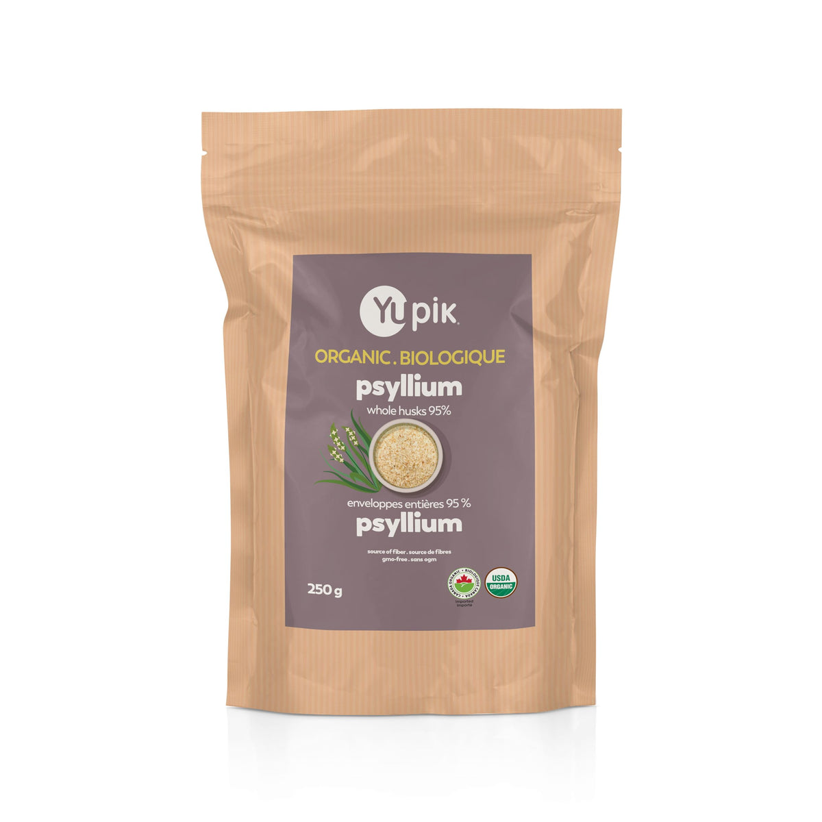 Yupik Organic Psyllium Husk Powder 250g, 6 Count, 95% Purity, Source of Fiber, USDA Certified, Non-GMO, Vegan, Gluten-Free, Unflavored, Plant-Based, Coarse Milled Husk, Ideal for Baking & Digestive Health