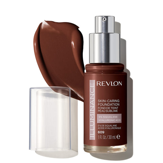 Revlon Illuminance Skin-Caring Liquid Foundation, Hyaluronic Acid, Hydrating and Nourishing Formula with Medium Coverage, 609 Sienna (Pack of 1)