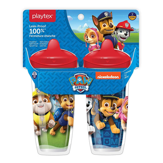 Playtex Sispsters Stage 3 Paw Patrol Spout Cup - Spill-Proof, Leak-Proof, Break-Proof Insulated Toddler Spout Cups (12+ Months), 9oz - 2 Count