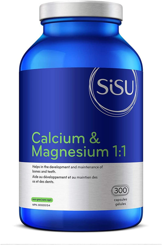 SISU Calcium & Magnesium 1:1 with D3 | Maintain Strong Bones & Teeth, Prevents Osteoporosis and Helps with Muscle Relaxation, headache and migraine prevention | Non-GMO, Gluten Free, Dairy Free, 300 Count