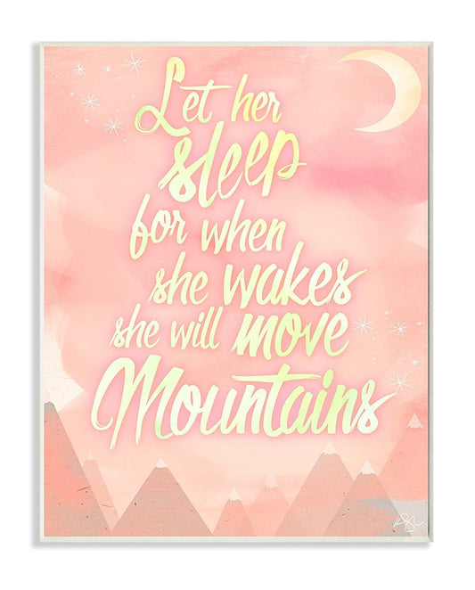 Stupell Industries Home Décor Let Her Sleep Pink Water Color Mountains Wall Plaque Art, 10 x 0.5 x 15