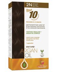 One n Only Argan Oil Fast 10 Permanent Hair Color Kit - 2N Natural Black Hair Color Unisex 1 Pc