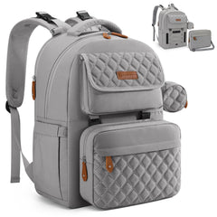 Maelstrom Large Diaper Bag,29L-45L Expandable Diaper Bag Backpack for 2 Kids/Twins, with Removable Cross Body Bottle Bag for Mom/Dad,Stylish Baby Bag Gift for Boys/Girl-Mothers Day Gifts-Grey