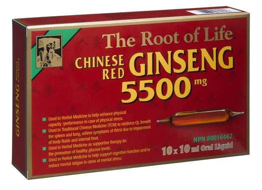 Chinese Red Ginseng 5500 Mg Ampoules, 10 Count, (Package May Vary)