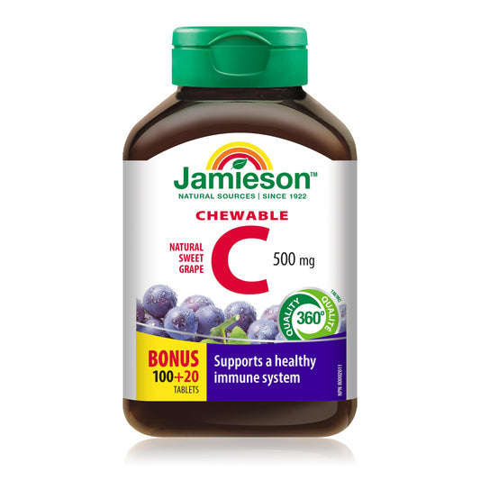 Chewable Vitamin C 500 mg - Grape Juice Flavour, 120 Count (Pack of 1)