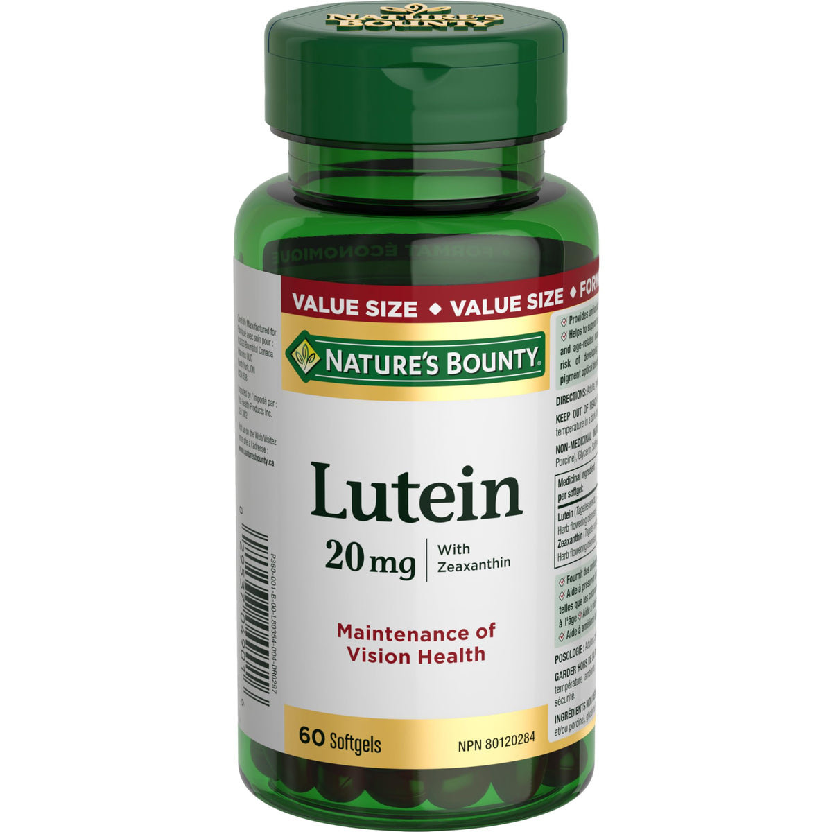 NATURE'S BOUNTY Lutein, Helps to Support Eye Health In Conditions Like Cataracts & Age-related Macular Degeneration, Helps to Reduce Risk Of Cataracts, Helps to Improve Macular Pigment Optical Density, Value Size, 41 g