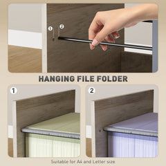 Vertical Filing Cabinet, Tall File Cabinet with 2 Drawers, Hanging Bars for Letter and A4 Size, Rustic Brown