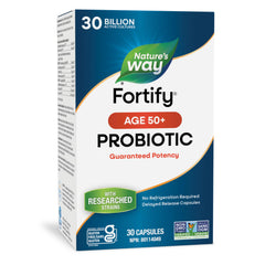 Nature's Way Fortify 50+ Probiotic, 30 Billion Active Probiotic Cultures, Supports Gastrointestinal Health, Gluten-Free Certified, Shelf Stable, 30 Capsules