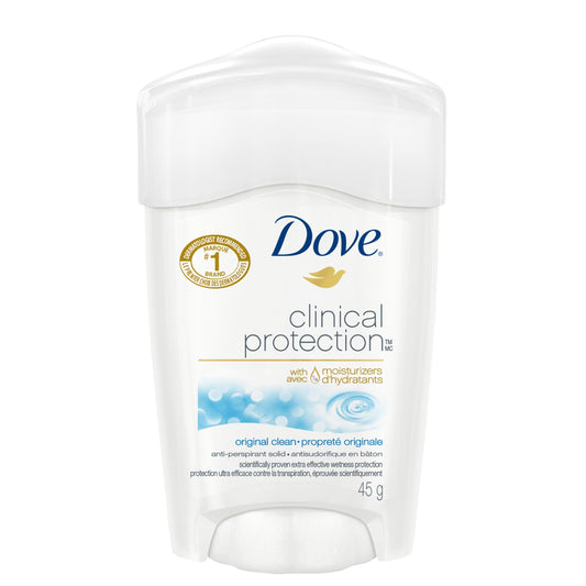 Dove Clinical Protection Antiperspirant Deodorant for Women Original Clean Enriched With 1/4 Moisturizers, 45g