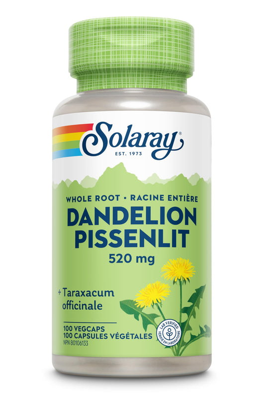 Solaray – Dandelion Root, 520mg | Liver Function, Kidneys, Digestion & Water Balance Support | Taraxacum Officinale, Whole Root | Dietary Supplement | Non-GMO, Vegan, Lab Verified | 180 VegCaps