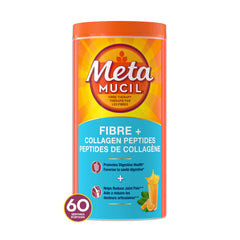 Metamucil Daily Fibre + Collagen Peptides, Psyllium Husk Powder, Plant Based Sugar-Free with Stevia, Orange Flavoured, 60 Servings (564 g)