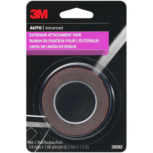3M Exterior Attachment Tape for Automotive, 1/4 in x 5 ft (0.64 cm x 1.52 m), 38582
