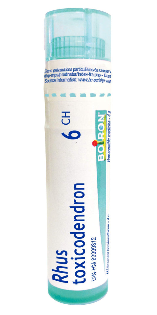 Boiron Rhus toxicodendron 6ch,Homeopathic medicine. Each tube contains 4 g (approximately 80 pellets)