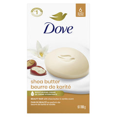 Dove Beauty Bar Soap for Nourished, Radiant Skin, Shea Butter, Enriches Skin, 106g 6 count
