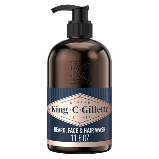 3in1 Beard, Face & Hair Wash for men, with multifunctional formula and King C. Gillette Signature Scent, 327ml