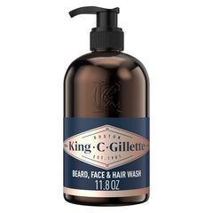 3in1 Beard, Face & Hair Wash for men, with multifunctional formula and King C. Gillette Signature Scent, 327ml