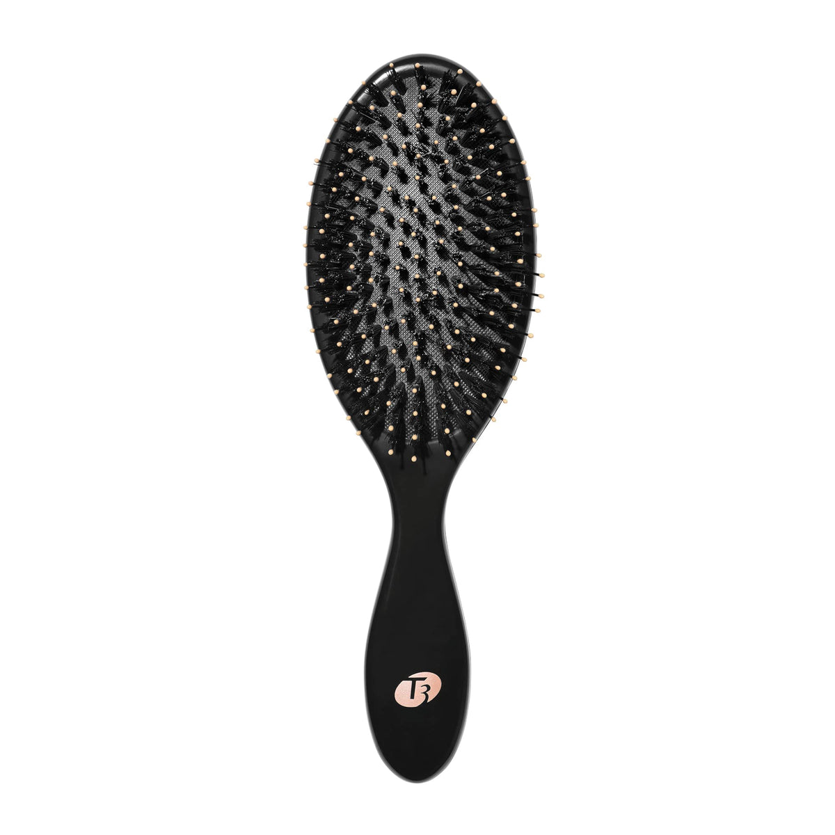 T3 Polish & Shine Premium Vegan Boar and Nylon Oval Hair Brush - with Dual Bristle Design for Smoothing and Detangling