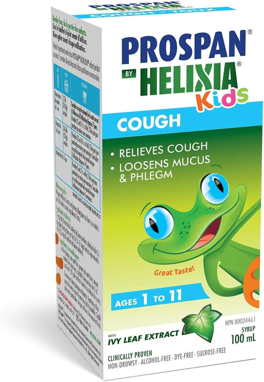 Helixia Prospan Natural Cough Syrup with Ivy Leaf Extract - Expectorant, Helps Eliminate Mucus & Phlegm - Cough Relief for Kids (100ml)