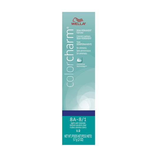 Wella ColorCharm Demi Permanent Hair Color, 8A-8/1 Light Ash Blonde