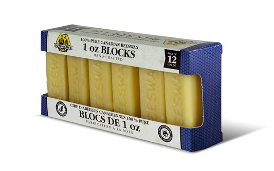 Dutchman’s Gold Canadian Yellow Beeswax Block - Pack of 12 (1 oz Each) - Cosmetic-Grade Natural Beeswax for Candle Making, Soap, Crafts, Beauty - Pure Beeswax Bars - Safe and Easy to Melt
