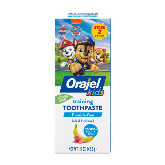 Orajel Kids Paw Patrol Fluoride-Free Training Toothpaste, Natural Fruity Fun Flavor, 1 Pediatrician Recommended Fluoride-Free Toothpaste, 1.5oz Tube