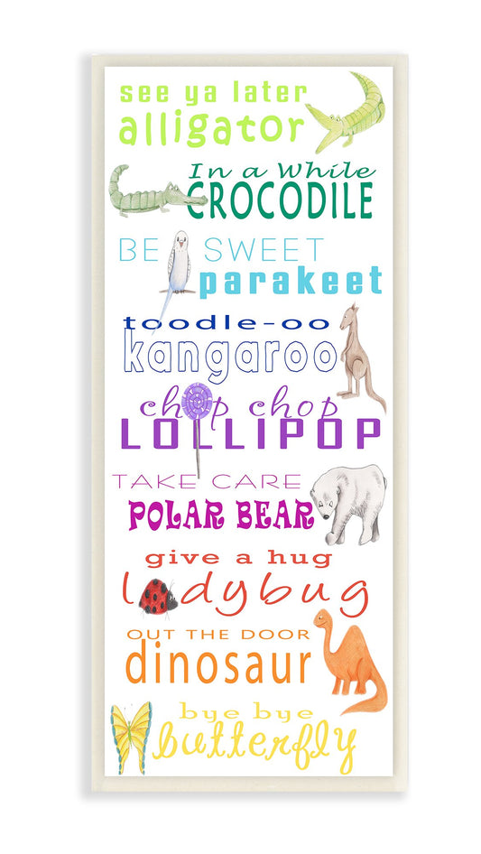 The Kids Room By Stupell See You Later Alligator Animal Goodbyes Wall Plaque Art, 7 x 0.5 x 17, Proudly Made in USA