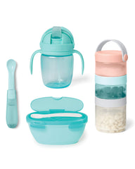 Skip Hop Baby Feeding Travel Set, Easy-Pack Gift Set, 6pc, Soft Teal,