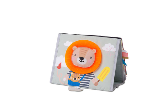 Taf Toys Savannah Infant Tummy-time Soft Crinkle Activity Book with Huge Baby Safe Mirror, 3D Activities, Textures and a Soft Baby Teether