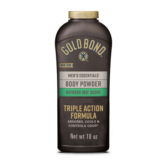 Gold Bond Men's Essentials Talc Free Body Powder, 10 oz., Refresh 360 Scent, Body Powder for Men, Wetness Protection