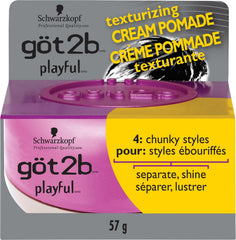 Got2b Playful Texturizing Crème Pomade for Chunky Styles, 57g, Texturize, Shine, and Separate, for Short to Medium Length Hair