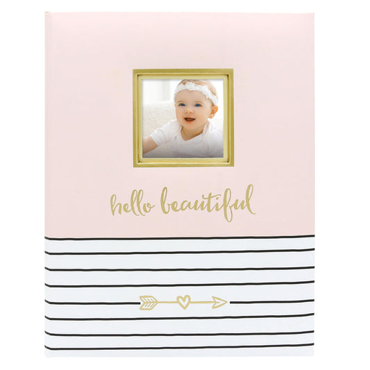 Pearhead Hello Beautiful, First 5 Years Baby Memory Book with Photo Insert, Pink
