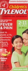 Tylenol Children's Medicine, Fast Effective Relief Fever & Pain, Banana Berry Liquid, Pack of 1, 100mL