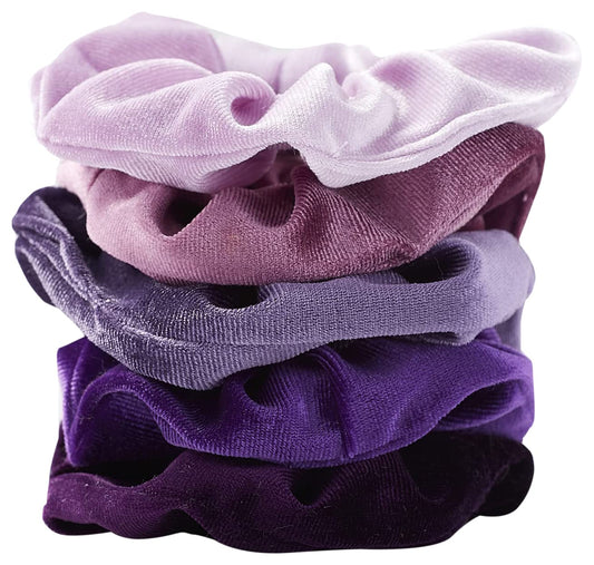 Hadley Wren Women's Scrunchie Collection, 5 Piece Set, Velvet Purples, One Size