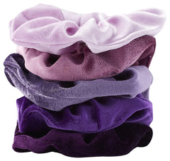 Hadley Wren Women's Scrunchie Collection, 5 Piece Set, Velvet Purples, One Size