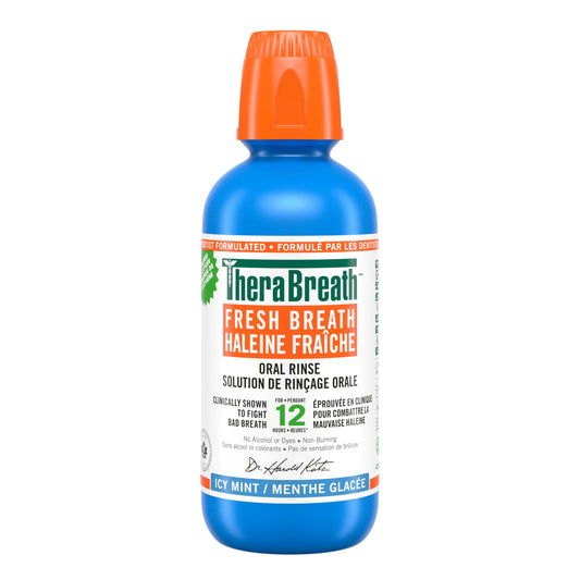 TheraBreath Fresh Breath Oral Rinse - Icy Mint | Fights Bad Breath | Certified Vegan, Gluten-Free, & Kosher | 473ml