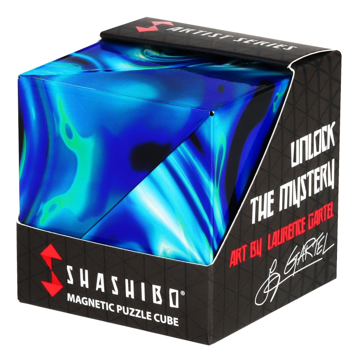 SHASHIBO Shape Shifting Box - Award-Winning, Patented Fidget Box w/ 36 Rare Earth Magnets - Transforms Into Over 100 Shapes, Download Fun in Motion Toys Mobile App (Artist Series - Mystic Ocean)